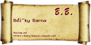 Béky Barna névjegykártya
